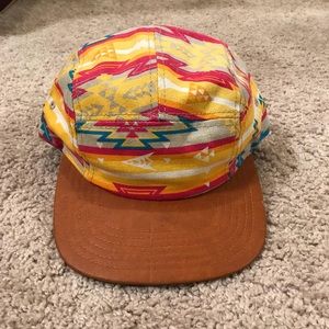 Aztec Style Leather Brim Hat